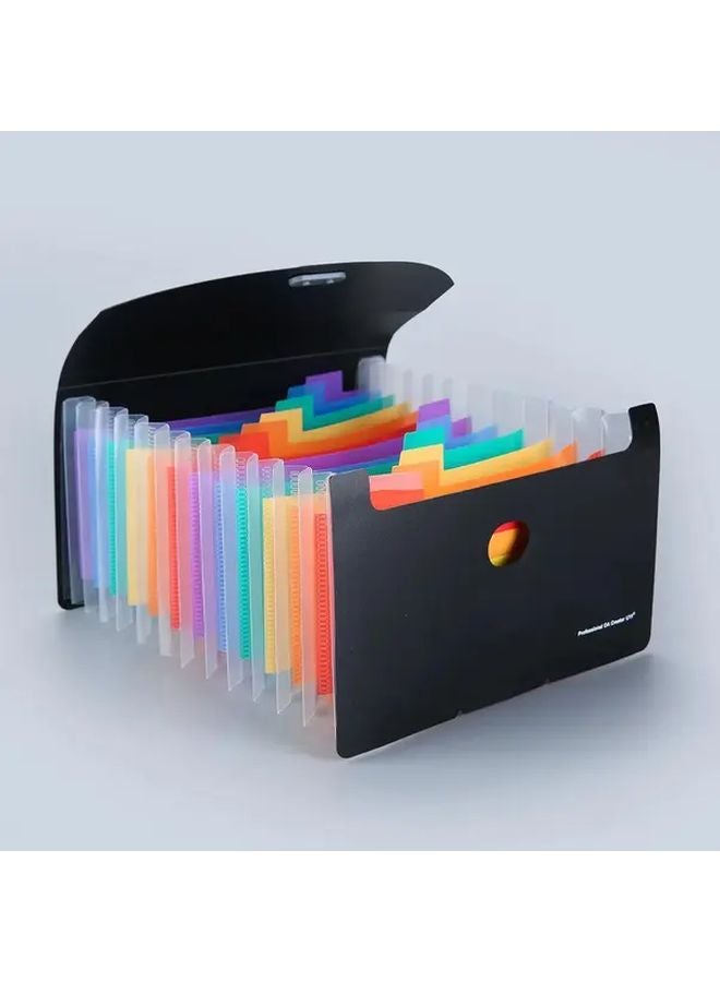 ملف الأكورديون الأسود 13 جيب قابل للتوسيع، منظم وثائق من PVC متين، مقاس A6 - Image 3